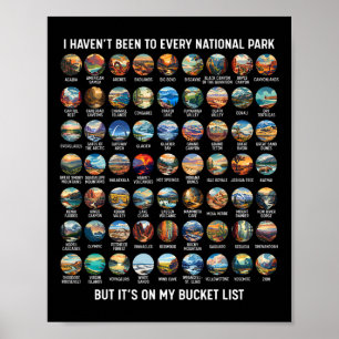 Alle Us Nationalpark-Checkliste Bucket List Of Nat Poster