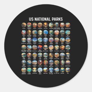 Alle Us Nationalpark-Checkliste Bucket List Of Nat Runder Aufkleber