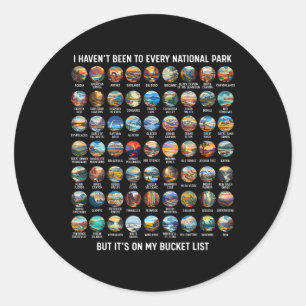 Alle Us Nationalpark-Checkliste Bucket List Of Nat Runder Aufkleber