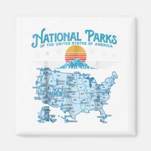 Alle US-Nationalparks Karte Wandern Camping & Road Magnet