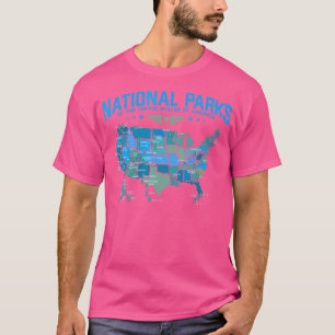 Alle US-Nationalparks Karte Wandern Camping T-Shirt