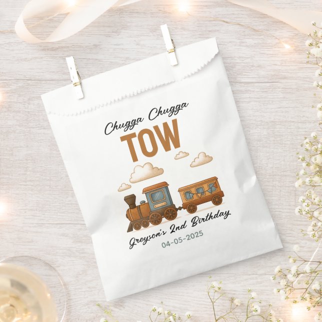 Alle Vintagen Züge 2. Geburtstag Party Geschenktütchen (Ausgeschnitten)