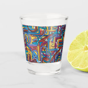 Alle Wege führen dorthin-Handgemalte abstrakte Kun Schnapsglas