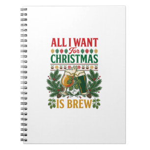 Alle wollen Weihnachts-Brau-Biergläser Fichten Hop Notizblock
