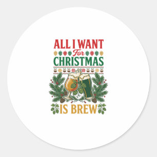 Alle wollen Weihnachtsbrau-Biergläser Fichten Hopf Runder Aufkleber