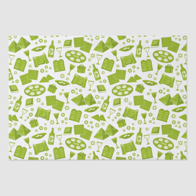 Alle Zeichen für Pessach in grün Seidenpapier (Vorderseite)