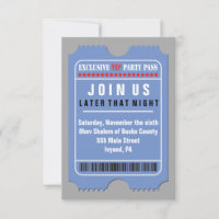ALLE ZUGANG VIP PASS Bar Bat Mitzvah Party Card