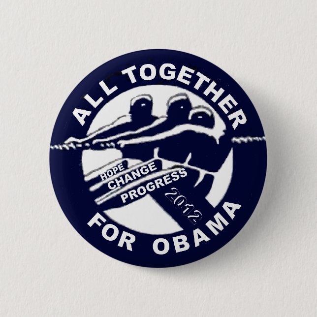 Alle zusammen für Obama 2012 Button (Vorderseite)
