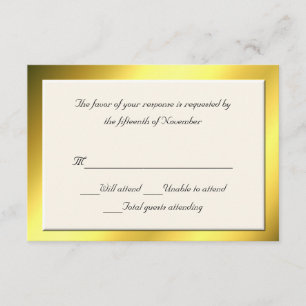 Alle zweckgebundenen Creme- und Gold-Antwortkarten RSVP Karte