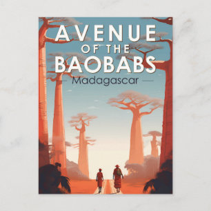 Allee der Baobabs Madagaskar Kunst Vintage Postkarte