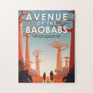 Allee der Baobabs Madagaskar Kunst Vintage Puzzle