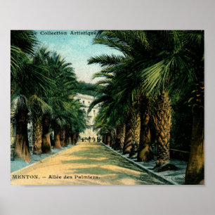 Allee des Pamiers, Menton, Frankreich Vintag Poster