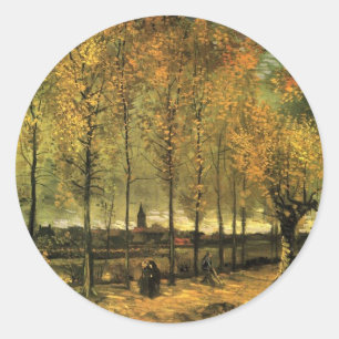Allee mit Pappeln von Vincent van Gogh Runder Aufkleber