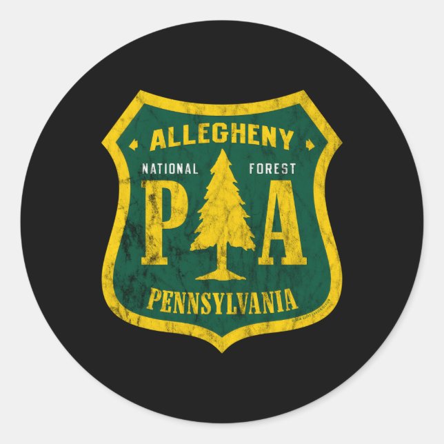 Allegheny National Forest Pennsylvania Shield Look Runder Aufkleber (Vorderseite)