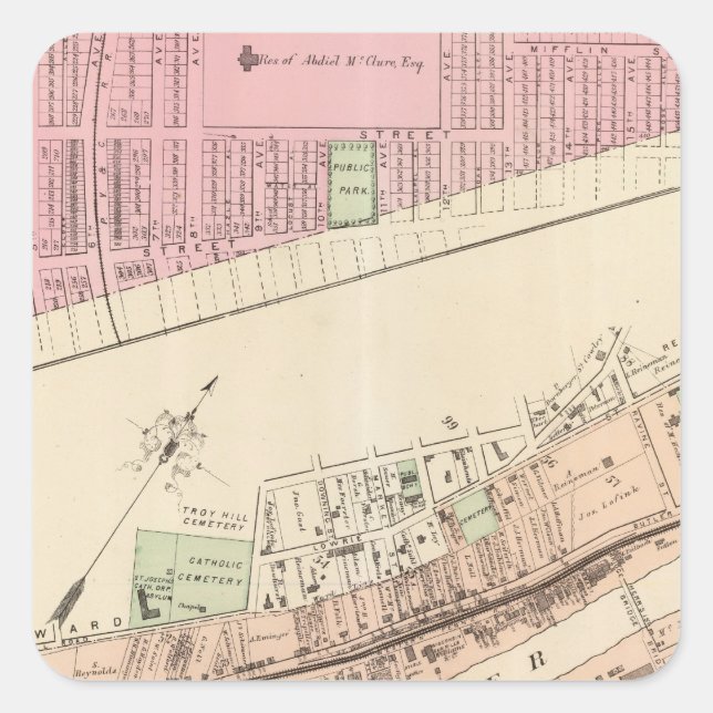 Allegheny ward 8 Homestead Quadratischer Aufkleber (Vorderseite)