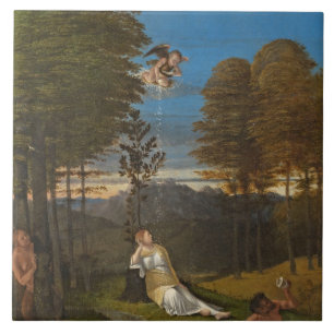 Allegorie der Keuschheit, C. 1505 (Öl auf Platte) Fliese
