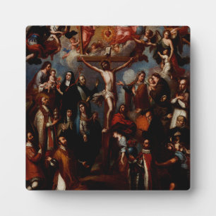Allegorie der Kreuzigung mit Jesuiten-Heiligen Fotoplatte
