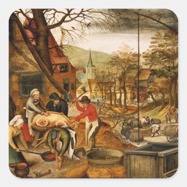 Allegorie des Herbstes Quadratischer Aufkleber (Vorderseite)