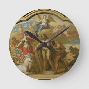 Allegorie des Powers von Großbritannien auf dem Runde Wanduhr