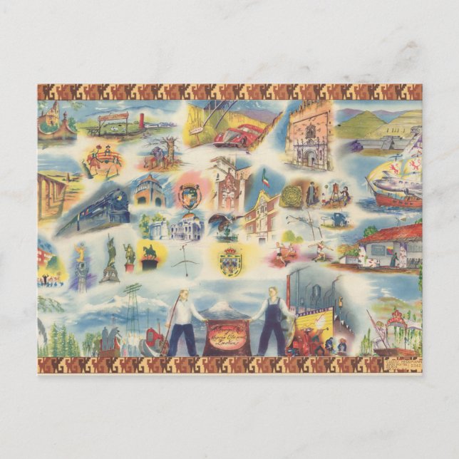 Allegorische Karte von Mexiko-Stadt und Umgebung (Vorderseite)