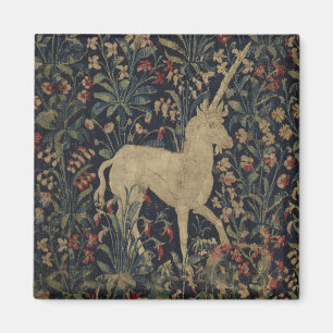 Allegorische "Millefleurs" Tapisserie mit Tieren Magnet