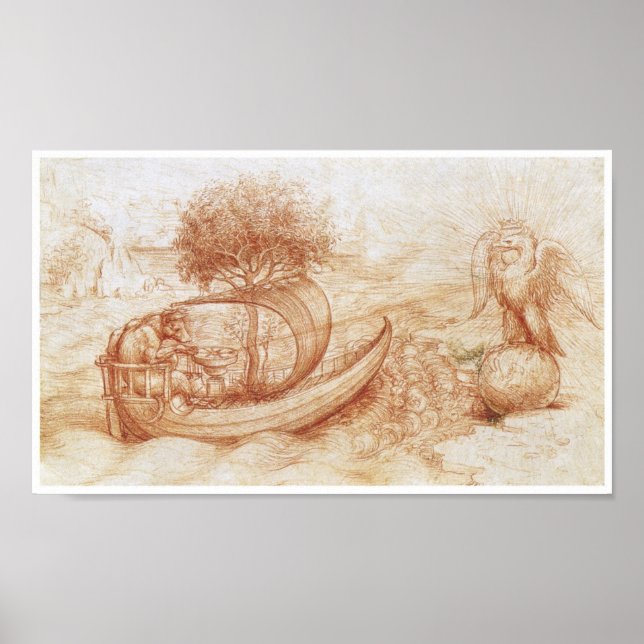 Allegory mit einem Wolf und Adler, Da Vinci Poster (Vorne)