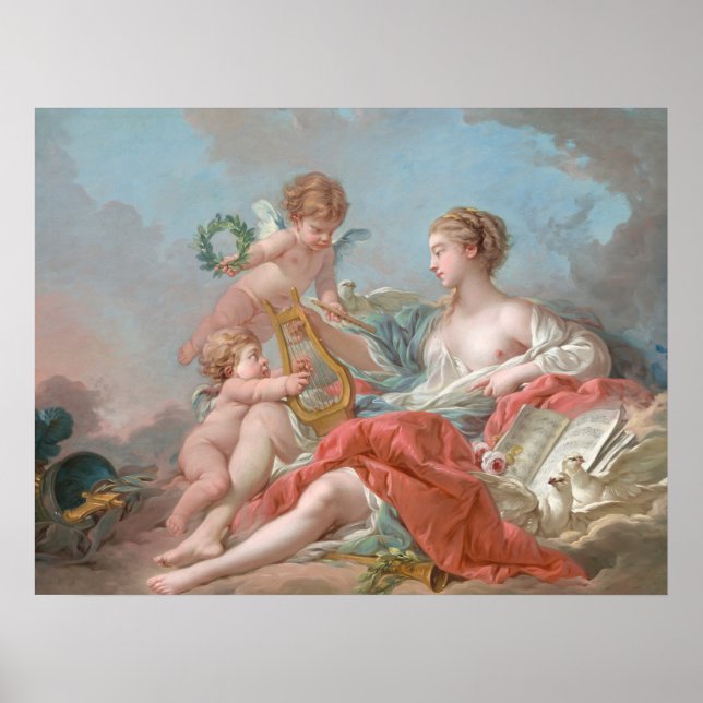 Allegory of Music - François Boucher Kunst Poster (Vorne)