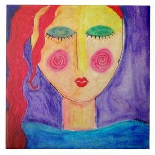 Allein Abstraktes Portrait einer Frau Fliese