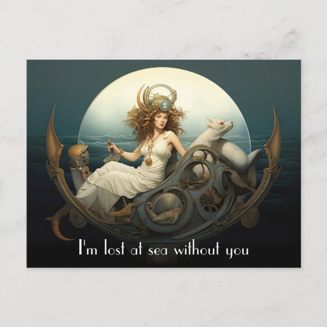 Allein an der See surreal Gemälde Postkarte (Vorderseite)