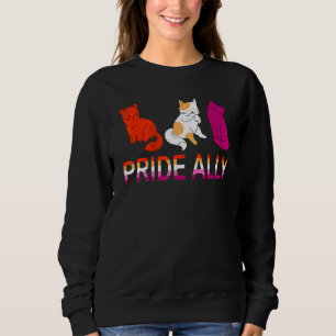 Allein drei lesbische Flaggen-Katze Pride LGBT Sweatshirt