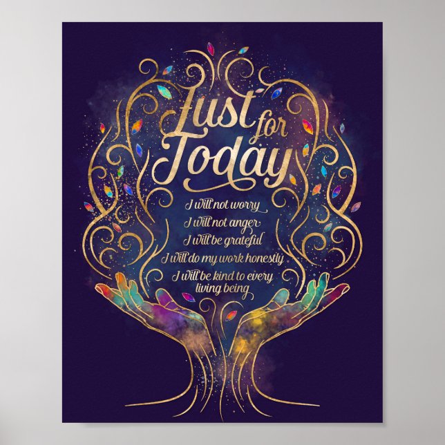 Allein für heute treten die Grundsätze von Reiki a Poster (Vorne)