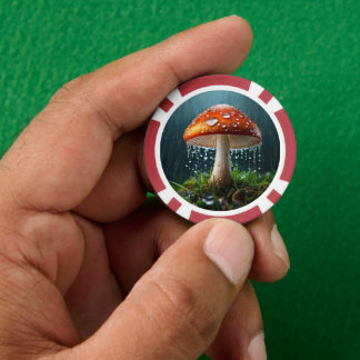 Allein Pilz in einem heftigen Regen Pokerchips