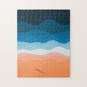Allein Surfer am Strand Puzzle