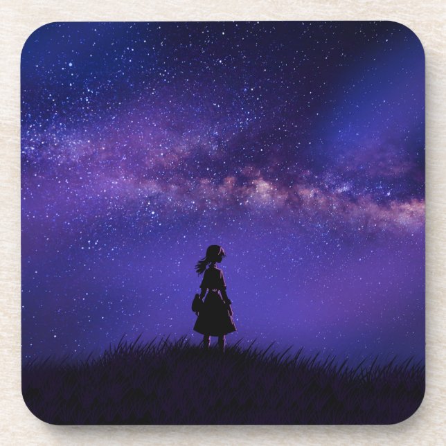 Allein und Sternennacht Getränkeuntersetzer (Vorderseite)