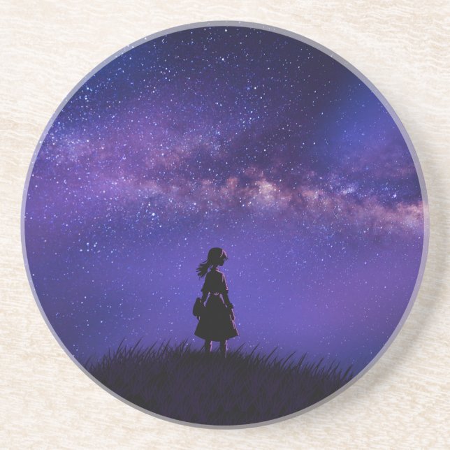 Allein und Sternennacht Getränkeuntersetzer (Vorne)