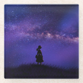 Allein und Sternennacht Glasuntersetzer