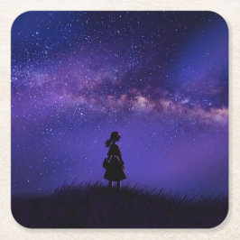 Allein und Sternennacht Rechteckiger Pappuntersetzer