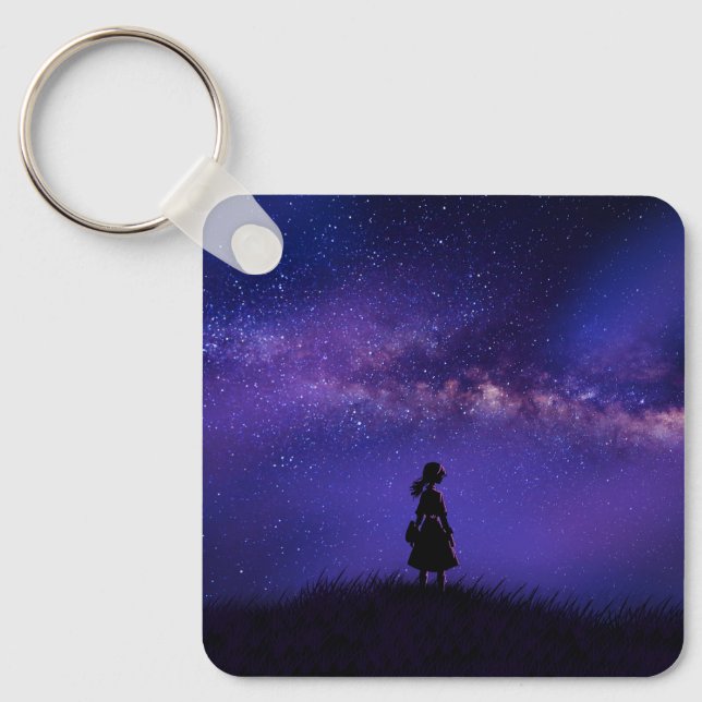 Allein und Sternennacht Schlüsselanhänger (Vorderseite)