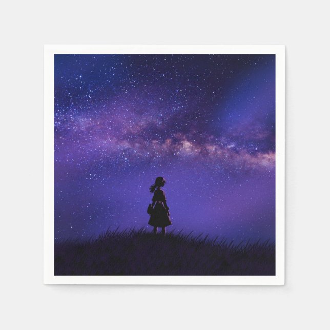Allein und Sternennacht Serviette (Vorderseite)