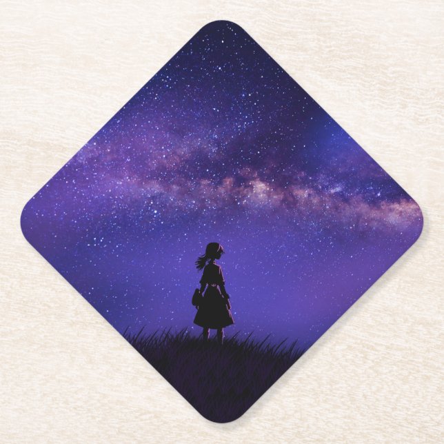 Allein und Sternennacht Untersetzer (Vorderseite)
