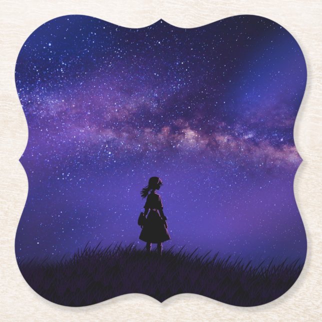 Allein und Sternennacht Untersetzer (Vorderseite)