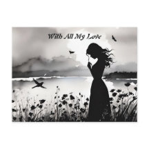 Alleine Frau mit Gedanken an Liebe