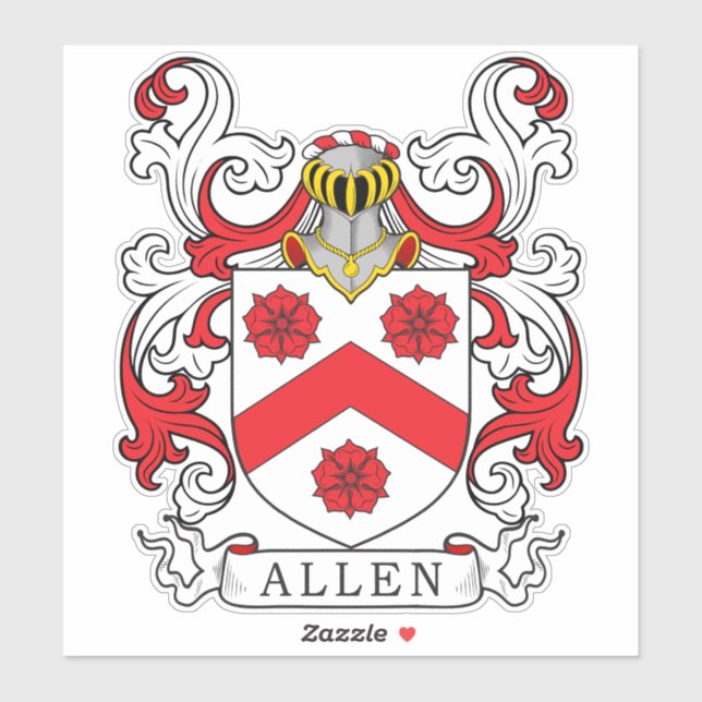 Allen Familienwappen Aufkleber (Blatt)