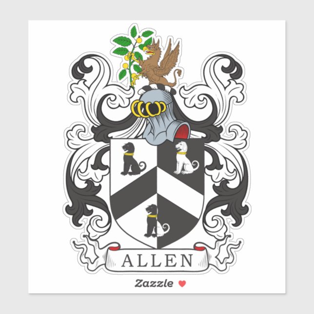 Allen Familienwappen Aufkleber (Blatt)
