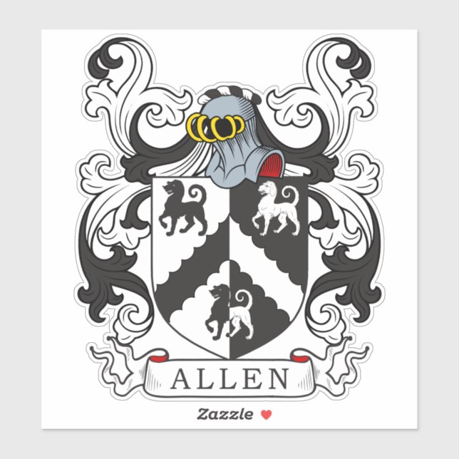 Allen Familienwappen Aufkleber (Blatt)