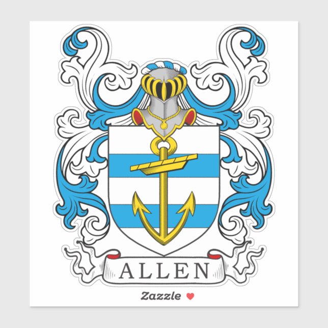 Allen Familienwappen Aufkleber (Blatt)