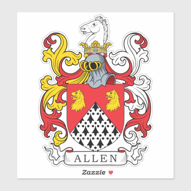 Allen Familienwappen Aufkleber (Blatt)