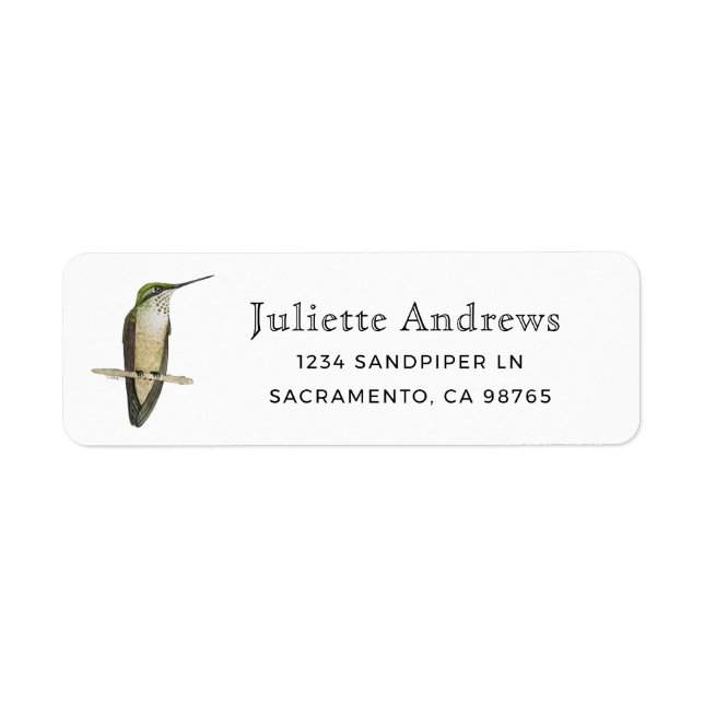 Allen's Hummingbird Return Label (Vorne)