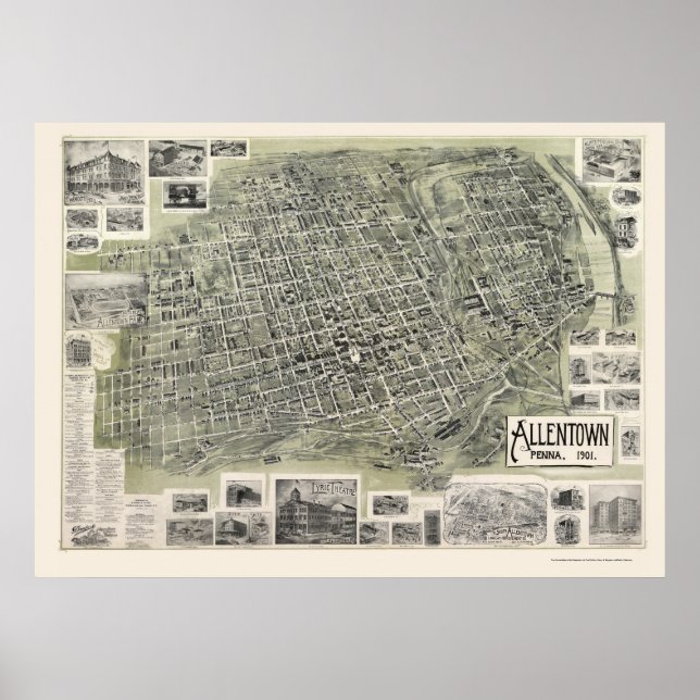 Allentown, PA Panoramic Map - 1901 Poster (Vorne)