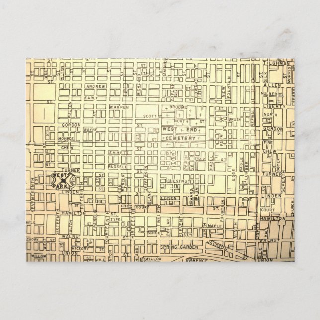Allentown, PA Vintag Map Postkarte (Vorderseite)